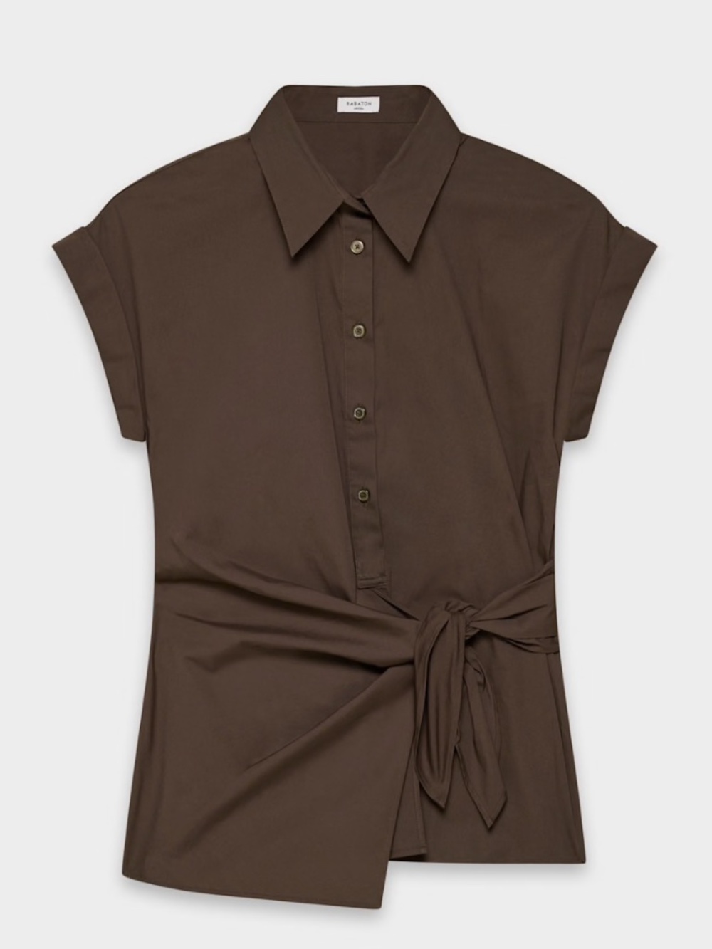 NWT ARITZIA BABATON BLUEPRINT POPLIN SHIRT S BROWN MOCHA
